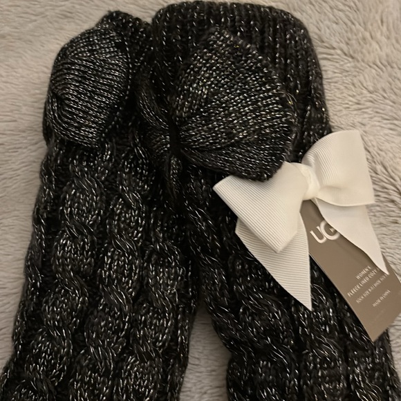 NWT Laila Bow Fleece Lined Sock charcoal silver w/ adorable bow. Shoe size 5-10 - Picture 11 of 16